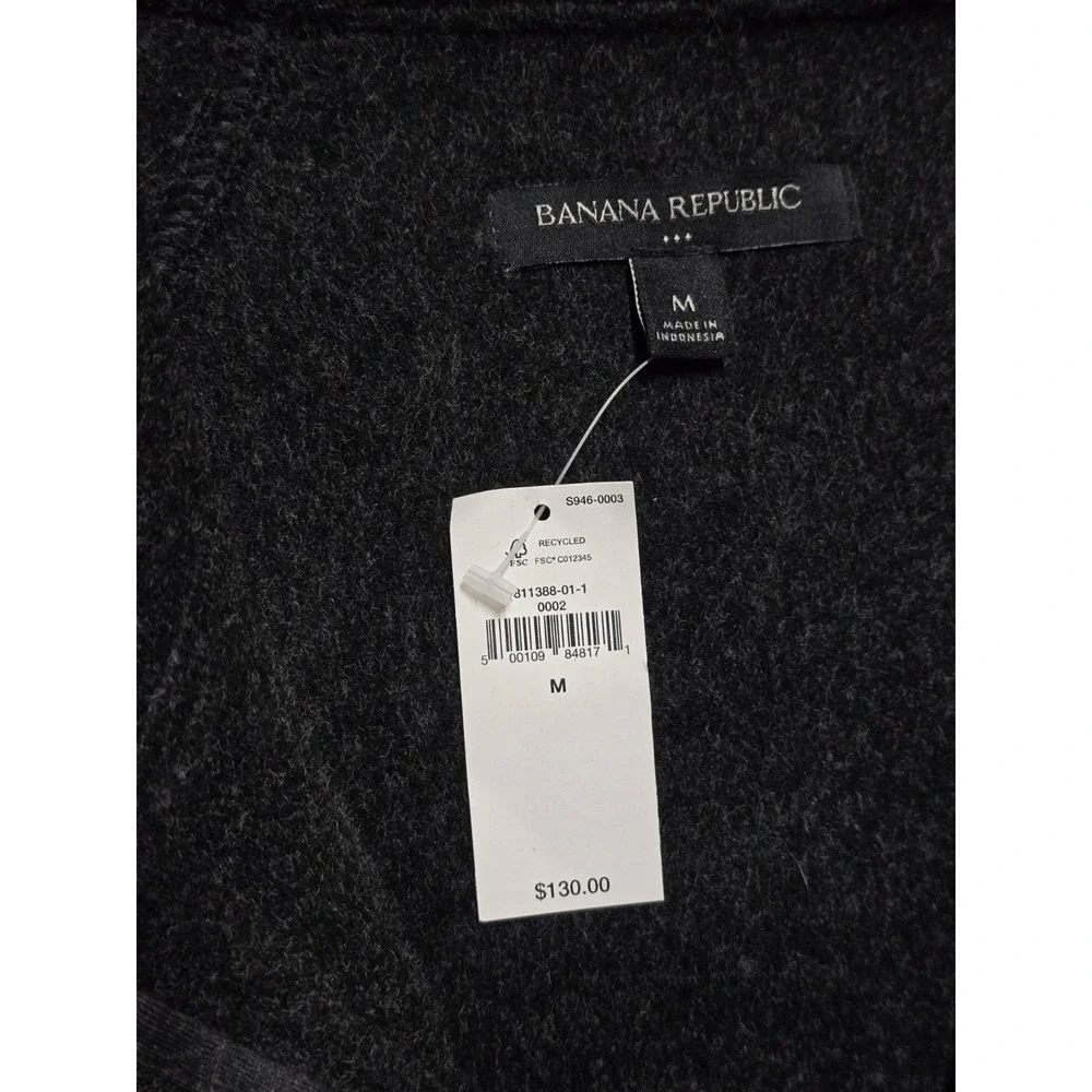 NEW Banana Republic Womens M Brushed Melton Jacket Big Pocket Black Full Zip NWT